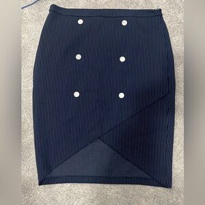 Cato Asymmetrical Navy Pinstripe Skirt